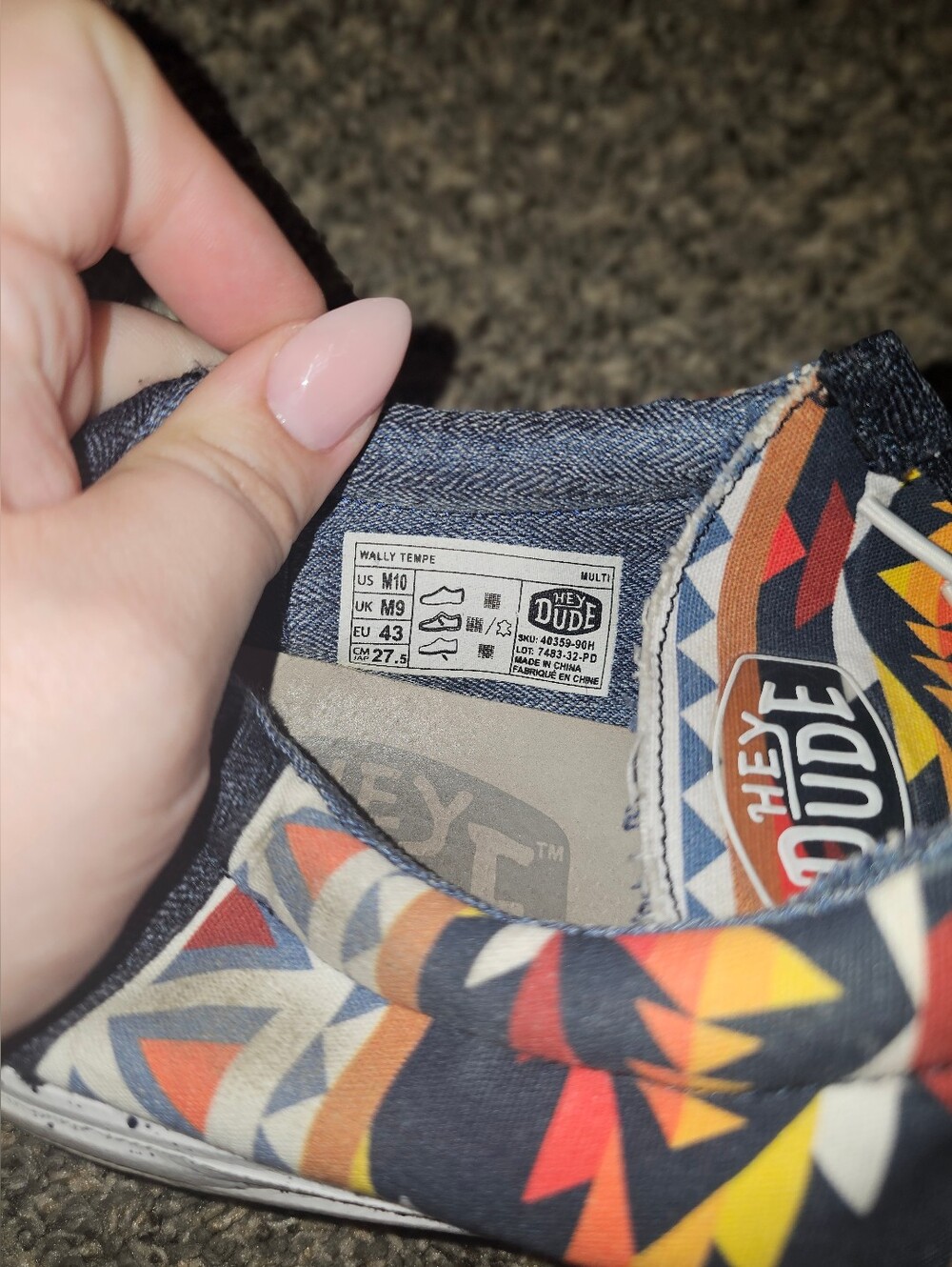 Hey Dude Kids Navy Aztec Pattern Slip-On Sneakers - Picture 3 of 4